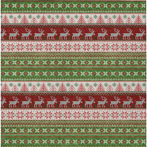 HomeRoots 9' Indoor Outdoor Area Rug with Deer Motif - Washable, Durable, and Ideal for High-Traffic Spaces 621452