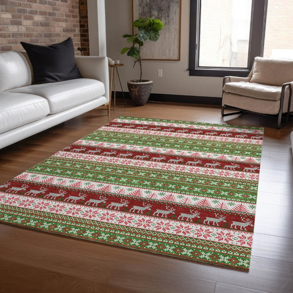 HomeRoots 9' Indoor Outdoor Area Rug with Deer Motif - Washable, Durable, and Ideal for High-Traffic Spaces 621452