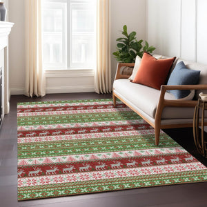 HomeRoots 9' Indoor Outdoor Area Rug with Deer Motif - Washable, Durable, and Ideal for High-Traffic Spaces 621452
