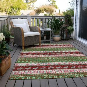 HomeRoots 9' Indoor Outdoor Area Rug with Deer Motif - Washable, Durable, and Ideal for High-Traffic Spaces 621452