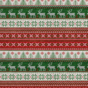 HomeRoots 5' X 8' Red Green Ivory Deer Rug - Durable, Washable Area Rug for Indoor & Outdoor Living Spaces 621461
