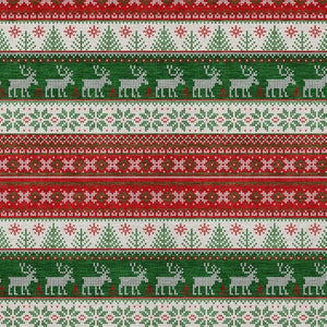 HomeRoots 10' Indoor Outdoor Washable Area Rug - Red Green Ivory Deer Pattern, Durable & Easy Care Design 621465
