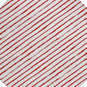 HomeRoots 8' Red And White Striped Round Rug – Stylish, Washable, Indoor-Outdoor Design for High-Traffic Areas 621498