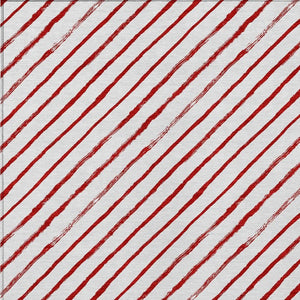 HomeRoots 9' Red and White Striped Area Rug – Washable, Durable, Indoor/Outdoor, Perfect for High-Traffic Spaces! 621500