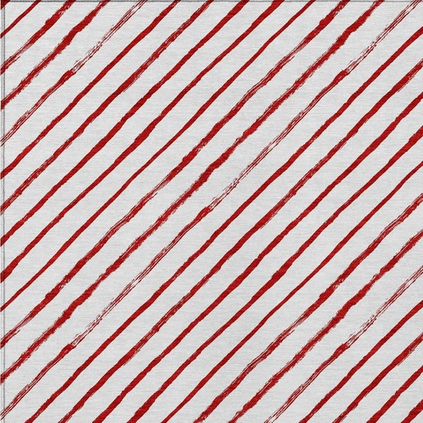 HomeRoots 9' Red and White Striped Area Rug – Washable, Durable, Indoor/Outdoor, Perfect for High-Traffic Spaces! 621500