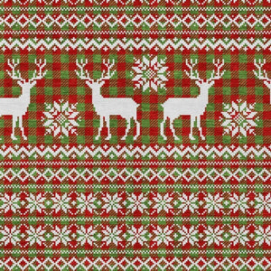 HomeRoots 5' Fern Green, Red & Ivory Deer Area Rug - Washable Indoor/Outdoor, Durable, Stylish & Versatile! 621515