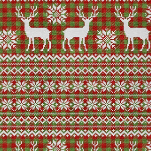 HomeRoots 9' Indoor Outdoor Area Rug in Fern Green, Red & Ivory - Durable, Washable Deer Design for All Spaces 621518
