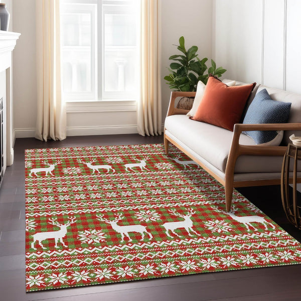 HomeRoots 10' Indoor Outdoor Area Rug with Deer Motif – Durable, Washable, and Stylish for Home & Patio Spaces 621519