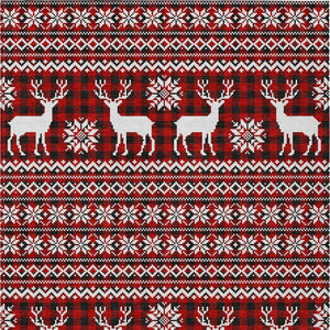 HomeRoots 5' X 8' Rustic Deer Area Rug in Red, Black & Ivory - Durable, Washable for Indoor & Outdoor Use! 621545