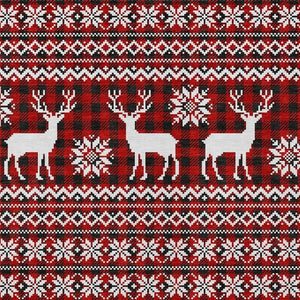 HomeRoots 9' X 12' Deer Area Rug - Rustic Red, Black & Ivory Washable Design for Indoor/Outdoor Spaces 621548