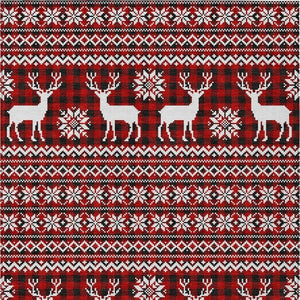 HomeRoots 9' X 12' Deer Area Rug - Rustic Red, Black & Ivory Washable Design for Indoor/Outdoor Spaces 621548