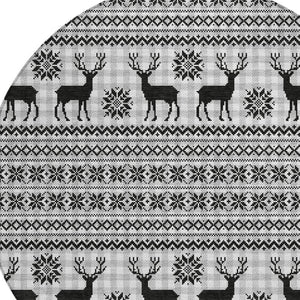 HomeRoots 8' Stylish Silver Black Ivory Round Deer Area Rug - Washable, Indoor/Outdoor, Durable & Versatile 621552