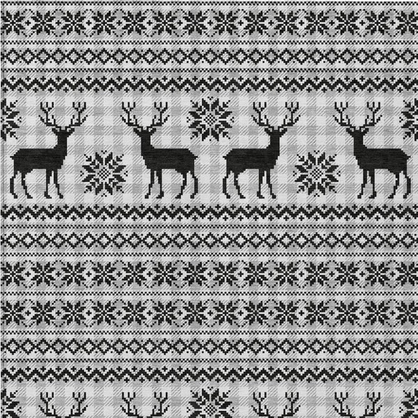 HomeRoots 10' Silver Black Ivory Deer Area Rug - Washable, Durable, Indoor/Outdoor Design for Any Space 621555
