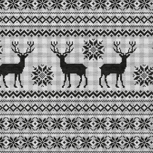 HomeRoots 10' Silver Black Ivory Deer Area Rug - Washable, Durable, Indoor/Outdoor Design for Any Space 621555