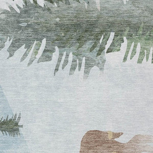 HomeRoots 10' Sky Blue Deer Washable Area Rug - Indoor/Outdoor Durable Design for High-Traffic Spaces 621561