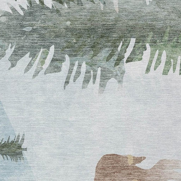 HomeRoots 10' Sky Blue Deer Washable Area Rug - Indoor/Outdoor Durable Design for High-Traffic Spaces 621561