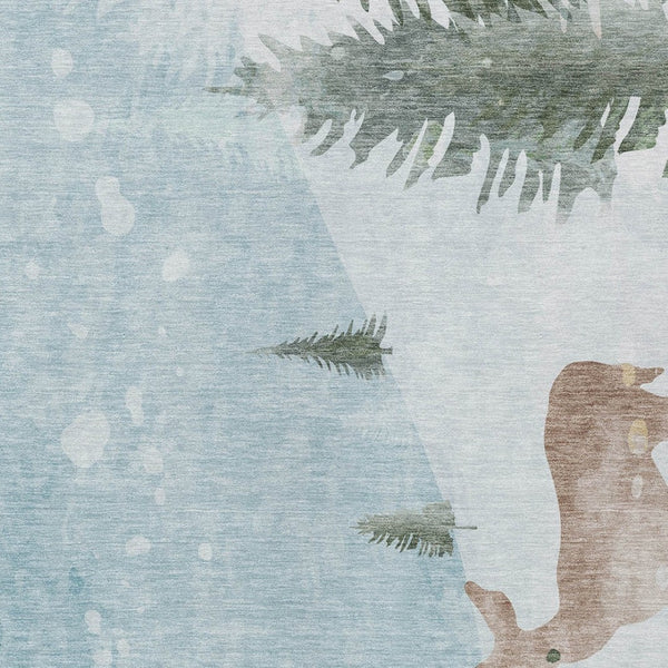 HomeRoots 10' Sky Blue Deer Washable Area Rug - Indoor/Outdoor Durable Design for High-Traffic Spaces 621561