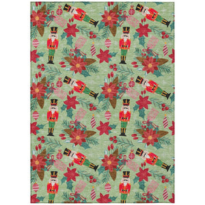 HomeRoots 10' Artichoke Green Floral Washable Area Rug - Indoor/Outdoor Durable, Stylish, Easy-Care Design 621567