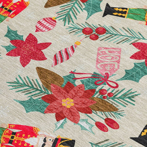 HomeRoots 9' X 12' Floral Area Rug - Beige, Red, Black & Pink, Machine Washable, Stain Resistant for Indoors & Outdoors 621572