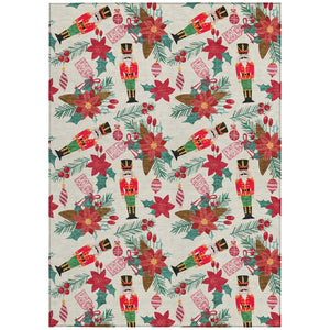 HomeRoots 8' X 10' Floral Area Rug – Elegant Ivory, Red, Black, Pink & Brown Design for Indoor/Outdoor Use 621583