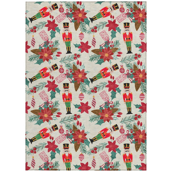 HomeRoots 8' X 10' Floral Area Rug – Elegant Ivory, Red, Black, Pink & Brown Design for Indoor/Outdoor Use 621583