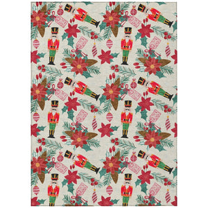 HomeRoots 10' Floral Washable Area Rug in Ivory, Red, Black & Pink - Perfect for Indoor/Outdoor Spaces! 621585