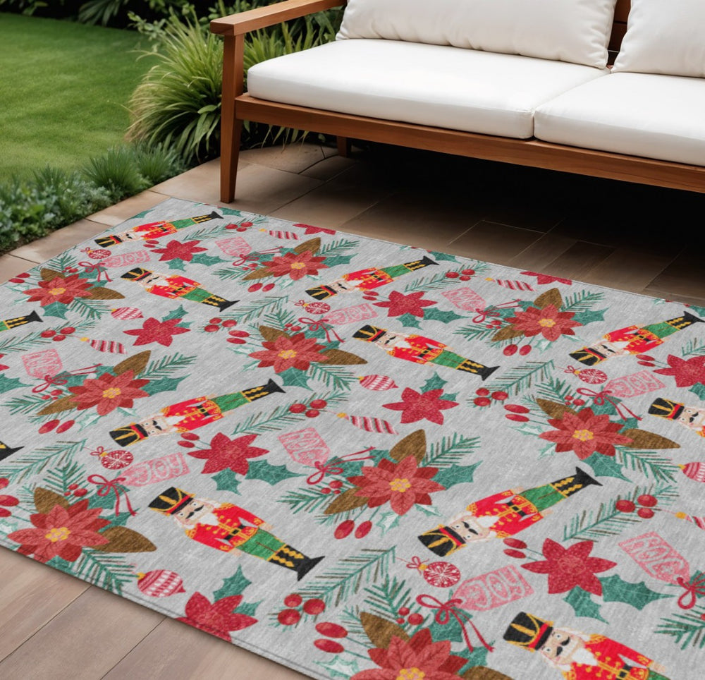 HomeRoots 10' X 14' Floral Area Rug - Durable, Washable, and Versatile for Indoor & Outdoor Spaces in Vibrant Colors 621597
