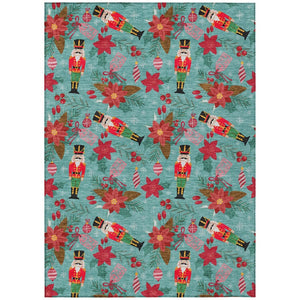 HomeRoots 9' Vibrant Floral Washable Area Rug in Teal, Blue, Red, and Brown – Perfect for Indoor & Outdoor Use 621602