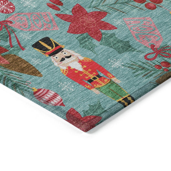 HomeRoots 9' Vibrant Floral Washable Area Rug in Teal, Blue, Red, and Brown – Perfect for Indoor & Outdoor Use 621602