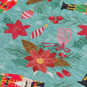HomeRoots 10' Teal Blue Floral Area Rug - Durable, Washable & Stylish for Indoor/Outdoor Spaces, 10x14 ft. 621603