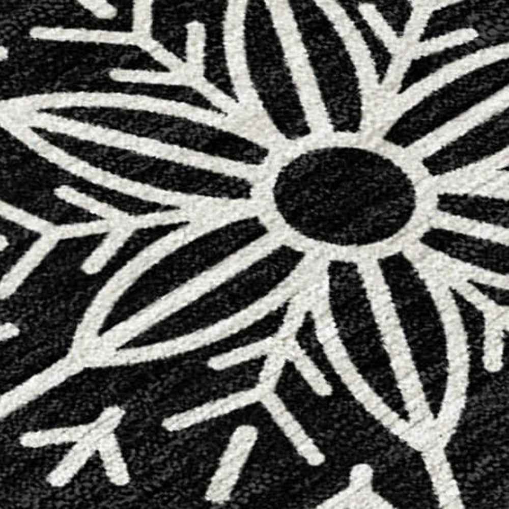 HomeRoots 5' X 8' Elegant Black Gold Gray Snowflake Rug - Washable, Durable, Indoor/Outdoor Versatile Style 621611