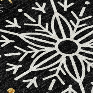 HomeRoots 5' X 8' Elegant Black Gold Gray Snowflake Rug - Washable, Durable, Indoor/Outdoor Versatile Style 621611