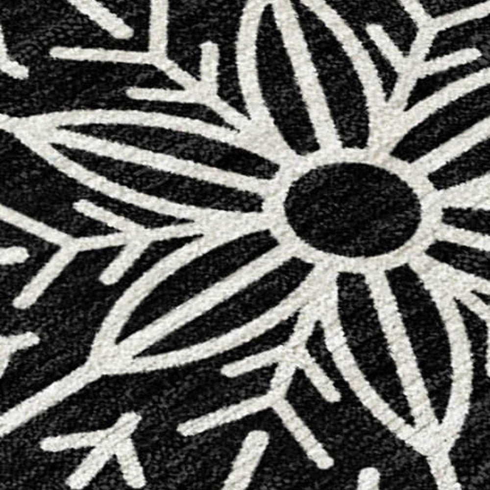 HomeRoots 8' X 10' Washable Area Rug in Black, Gold & Gray - Elegant Snowflake Design for Indoor & Outdoor Use 621613