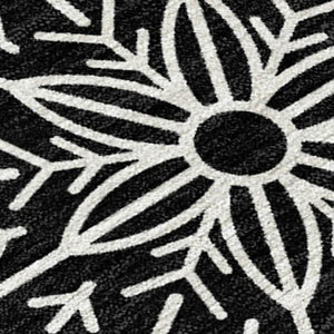 HomeRoots 8' X 10' Washable Area Rug in Black, Gold & Gray - Elegant Snowflake Design for Indoor & Outdoor Use 621613