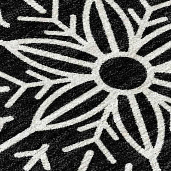 HomeRoots 8' X 10' Washable Area Rug in Black, Gold & Gray - Elegant Snowflake Design for Indoor & Outdoor Use 621613