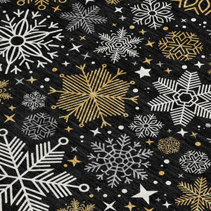 HomeRoots 8' X 10' Washable Area Rug in Black, Gold & Gray - Elegant Snowflake Design for Indoor & Outdoor Use 621613