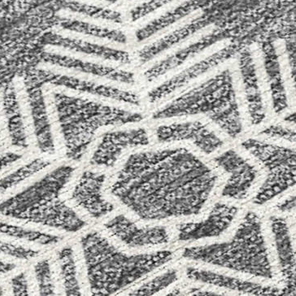 HomeRoots 5' Snowflake Washable Area Rug in Gray, Blue & Ivory - Indoor/Outdoor Durable & Stylish Design 621623