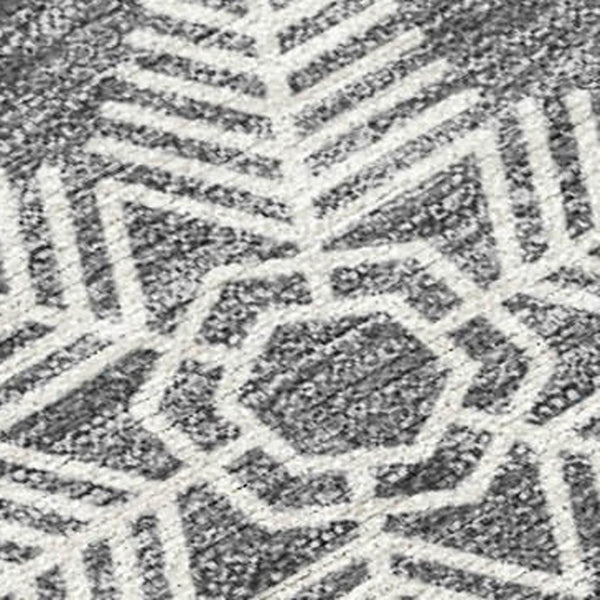 HomeRoots 8' X 10' Stylish Gray Blue and Ivory Snowflake Washable Rug - Durable Indoor/Outdoor Design! 621625