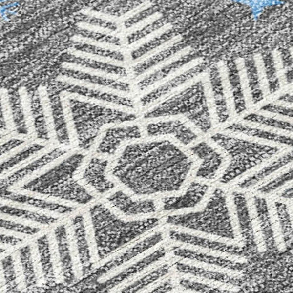 HomeRoots 10' Snowflake Washable Area Rug – Gray Blue & Ivory, Perfect for Indoor Outdoor Use, Durable Design! 621627