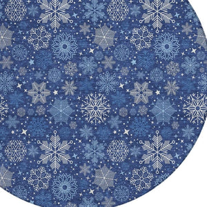 HomeRoots 8' Navy Blue Snowflake Rug - Stylish Indoor/Outdoor Area Rug for Modern Homes, Easy Care & Durable 621636