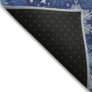 HomeRoots 8' Navy Blue Snowflake Rug - Stylish Indoor/Outdoor Area Rug for Modern Homes, Easy Care & Durable 621636