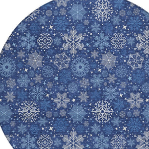 HomeRoots 8' Navy Blue Snowflake Rug - Stylish Indoor/Outdoor Area Rug for Modern Homes, Easy Care & Durable 621636