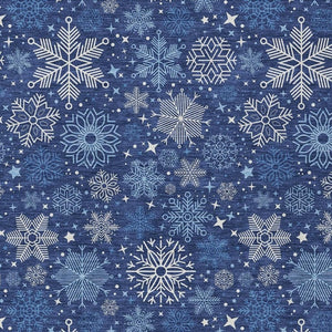 HomeRoots 9' Indoor Outdoor Area Rug - Navy Blue & Ivory Snowflake Design, Machine Washable, Stain-Resistant 621638