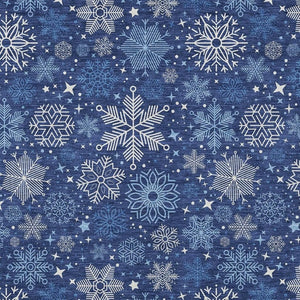 HomeRoots 10' Navy Blue Snowflake Indoor Outdoor Area Rug - Washable, Durable, Versatile for Home & Patio Spaces 621639