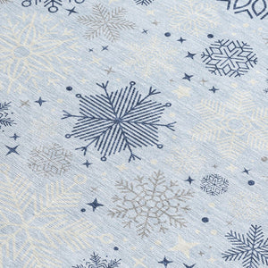 HomeRoots 9' Sky Blue and Navy Snowflake Area Rug - Washable Indoor/Outdoor, Durable, Pet-Friendly Design! 621650