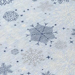 HomeRoots 9' Sky Blue and Navy Snowflake Area Rug - Washable Indoor/Outdoor, Durable, Pet-Friendly Design! 621650