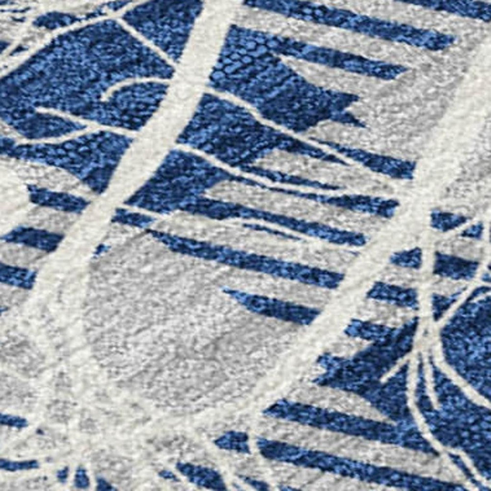 HomeRoots 8' X 10' Washable Blue Ivory Gray Plaid Area Rug | Durable, Stylish Indoor/Outdoor Design for Any Space 621655