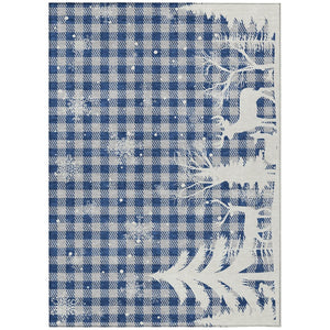 HomeRoots 9' Stylish Blue, Ivory & Gray Plaid Washable Indoor/Outdoor Area Rug - Durable, Easy Care Design! 621656