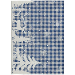 HomeRoots 9' Stylish Blue, Ivory & Gray Plaid Washable Indoor/Outdoor Area Rug - Durable, Easy Care Design! 621656