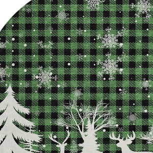 HomeRoots 8' Round Plaid Area Rug in Green, Black & Ivory – Durable, Washable for Indoor & Outdoor Use! 621660